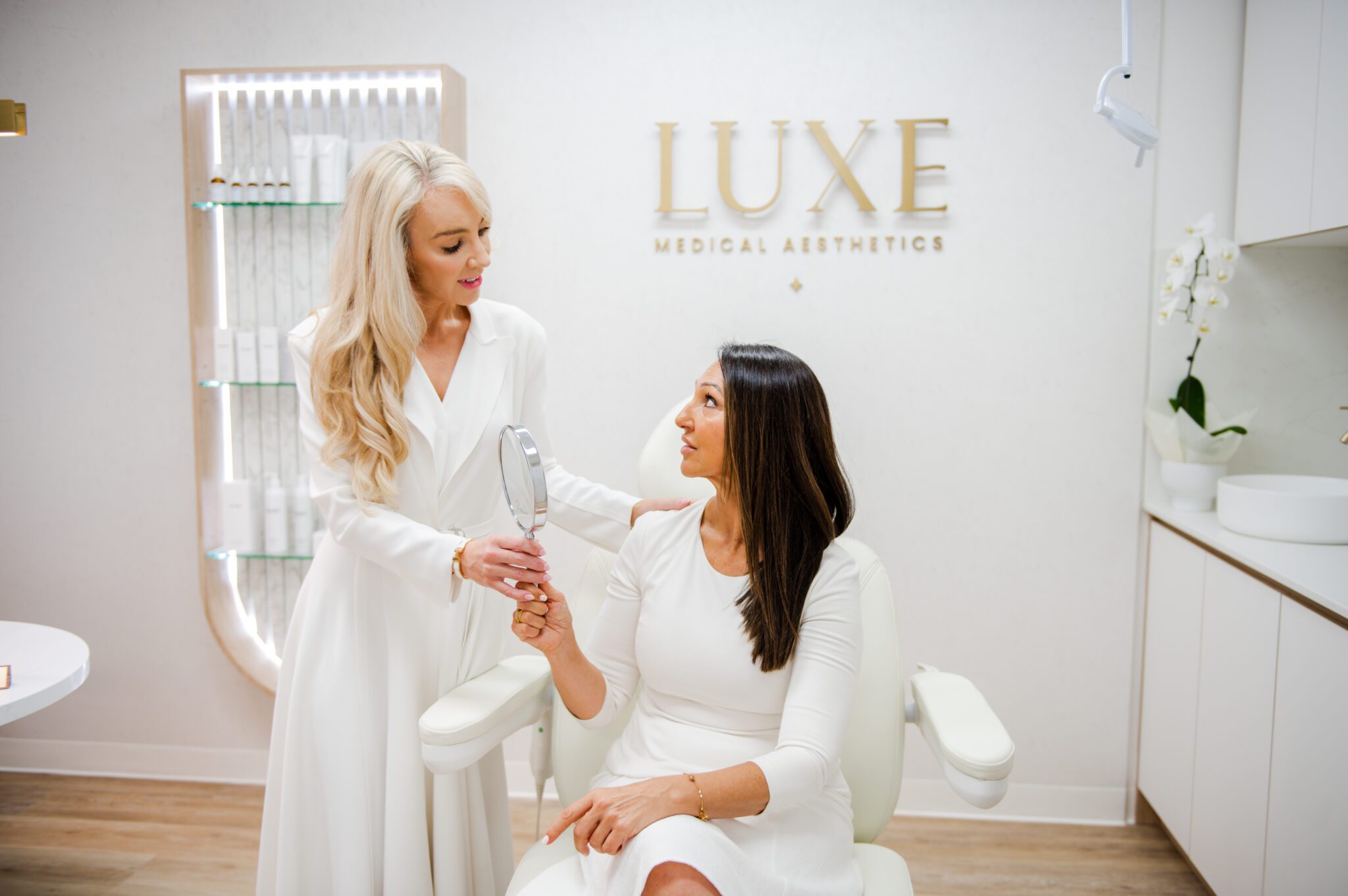 Luxe Medical Aesthetics skincare products on display at the Karrinyup clinic